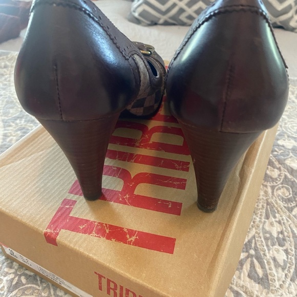Tribeca by Kenneth Cole argyle chocolate brown heels with buckle size 10 LKC - Picture 4 of 7